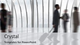  Presentation with building - Colorful presentation theme enhanced with business people silhouettes against building backdrop and a light gray colored foreground