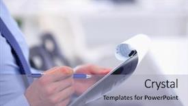  Presentation with people - Presentation with business people sitting and writting background and a light blue colored foreground