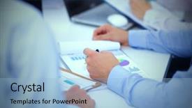  Presentation with people - Slides having business people sitting and writting background and a  colored foreground