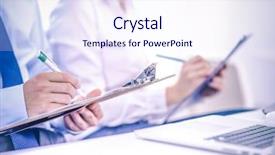  Presentation with people - Slides having business people sitting and writting background and a  colored foreground