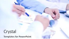  Presentation with social business people network - Slide set featuring business people sitting and writting background and a cool aqua colored foreground