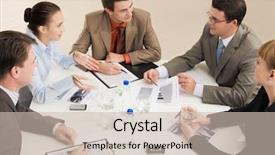  Presentation with people - Slides enhanced with business people sitting around table background and a  colored foreground
