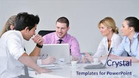  Presentation with board meeting - Audience pleasing presentation design consisting of business people sitting in board backdrop and a lemonade colored foreground