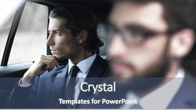  Presentation with car business - Colorful slide deck enhanced with business people sitting in car backdrop and a ocean colored foreground