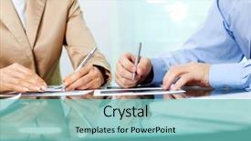  Presentation with multicultural people together - Presentation having business people sitting together background and a seafoam green colored foreground