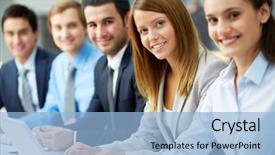  Presentation with working woman - PPT theme featuring scenic view over the ruins of the roman forum in rome italy background and a gray colored foreground