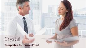  Presentation with people talking - Beautiful PPT layouts featuring business-people-smiling-and-talking backdrop and a lemonade colored foreground