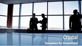  Presentation with business environment using laptops globe - Beautiful presentation theme featuring business people spending a usual backdrop and a  colored foreground