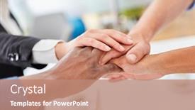  Presentation with trust - Slide deck enhanced with business-people-stacking-hands background and a coral colored foreground