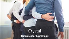  Presentation with team building - Beautiful PPT theme featuring business-people-stand-side backdrop and a dark gray colored foreground