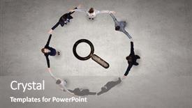  Presentation with circle - Theme consisting of business people standing in circle background and a  colored foreground