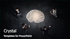  Presentation with small group top view - PPT layouts having business people standing in circle background and a  colored foreground