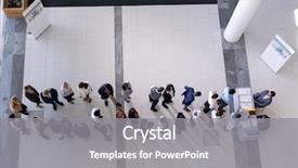  Presentation with multi ethnic group - Audience pleasing slide deck consisting of business people standing in queue backdrop and a gray colored foreground