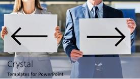  Presentation with people - Presentation design with business-people-standing-while-holding background and a ocean colored foreground