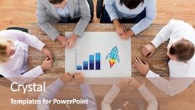  Presentation with business success - Colorful slide deck enhanced with business people statistics success backdrop and a coral colored foreground