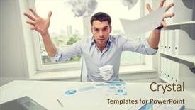  Presentation with angry people - PPT layouts having business people stress emotions and fail concept - angry businessman throwing papers in office background and a soft green colored foreground