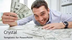  Presentation with business success - PPT theme consisting of business people success and fortune background and a light gray colored foreground