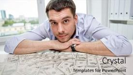  Presentation with business journey to success - Slides with business people success and fortune background and a  colored foreground