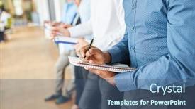  Presentation with taking notes - Slide set consisting of business-people-taking-notes background and a ocean colored foreground