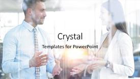  Presentation with people talking - Colorful PPT layouts enhanced with business people talking in office backdrop and a pink colored foreground