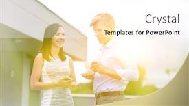  Presentation with people talking - Slides having business-people-talking-in-office background and a white colored foreground