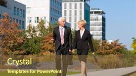  Presentation with people talking - Slides consisting of business people talking outdoors background and a tawny brown colored foreground