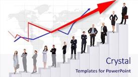  Presentation with business growth - Slide set having business people team and diagram background and a sky blue colored foreground