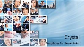  Presentation with people collage - Theme having building a country cottage settlement sunny summer day background and a coral colored foreground