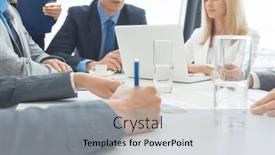  Presentation with business research - Presentation theme enhanced with business-people-team-diverse-coworkers background and a light gray colored foreground