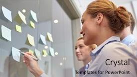  Presentation with team planning - Amazing presentation theme having business people teamwork and planning backdrop and a coral colored foreground