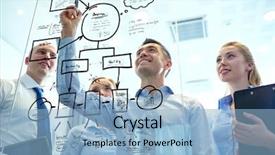  Presentation with team planning - Audience pleasing PPT theme consisting of business people teamwork and planning backdrop and a light blue colored foreground