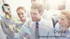  Presentation with team planning - Cool new presentation theme with business people teamwork and planning backdrop and a light blue colored foreground