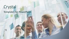  Presentation with team planning - Presentation theme having business people teamwork and planning background and a sky blue colored foreground