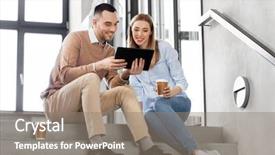  Presentation with business technology internet and network - Slide deck with business people technology and corporate background and a  colored foreground