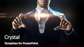  Presentation with black technology - Slide set featuring business people technology and cyberspace concept - close up of businessman in suit working with lightbulb projection over black background background and a black colored foreground