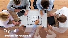  Presentation with team work and productivity - Slides with business people technology and team background and a violet colored foreground