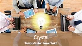  Presentation with business programming code abstract technology - Colorful presentation design enhanced with business people and technology concept backdrop and a coral colored foreground