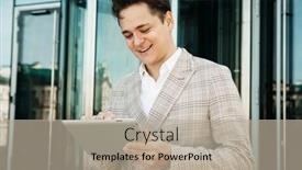  Presentation with tehnology - Colorful theme enhanced with business-people-tehnology-and-lifestyle backdrop and a mint green colored foreground