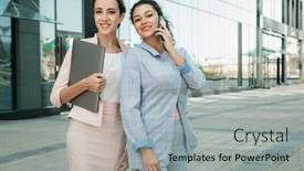  Presentation with two people talking - Presentation with business-people-tehnology-and-lifestyle background and a light gray colored foreground