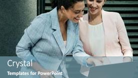  Presentation with tehnology - Colorful presentation theme enhanced with business-people-tehnology-and-lifestyle backdrop and a seafoam green colored foreground