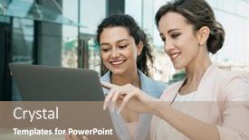  Presentation with tehnology - Presentation theme with business-people-tehnology-and-lifestyle background and a coral colored foreground