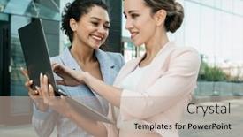  Presentation with tehnology - Slide set enhanced with business-people-tehnology-and-lifestyle background and a mint green colored foreground