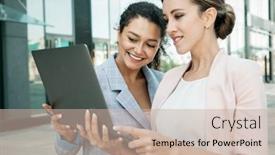  Presentation with tehnology - PPT theme enhanced with business-people-tehnology-and-lifestyle background and a mint green colored foreground