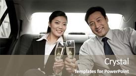  Presentation with car business - Slide set consisting of business people toasting champagne back of car background and a gray colored foreground
