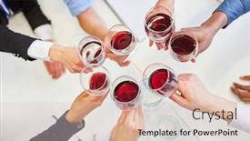  Presentation with negotiation - Theme consisting of business-people-toasting-with-red background and a lemonade colored foreground