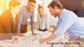  Presentation with planning - PPT theme featuring business-people-together-design-project background and a lemonade colored foreground