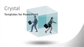  Presentation with glass - PPT theme having business-people-trapped-in-transparent background and a white colored foreground