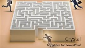  Presentation with find - Presentation design consisting of business-people-trying-to-find background and a coral colored foreground