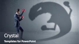  Presentation with boxing - Colorful presentation theme enhanced with business people ugly - businessman with boxing glove fighting backdrop and a dark gray colored foreground