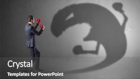  Presentation with boxing - Colorful presentation enhanced with business people ugly - businessman with boxing glove fighting backdrop and a gray colored foreground